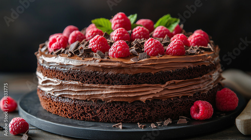 A decadent chocolate cake w...