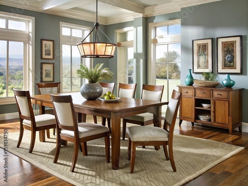 Contemporary dining room furniture in a modern home in Jonesboro adds a touch of sophistication and style to photo