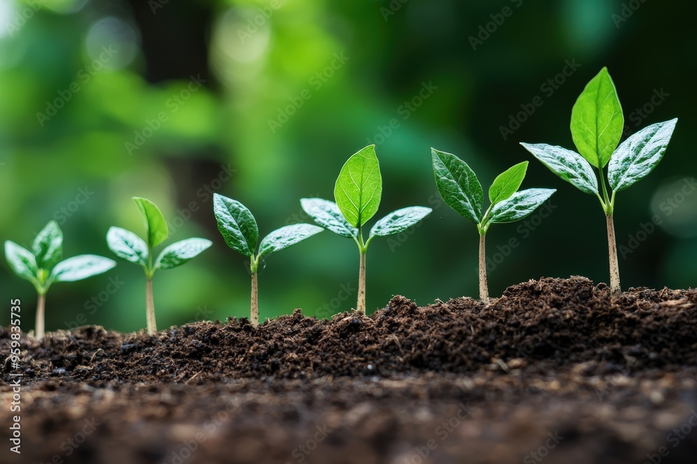 Tiny green sprouts in soil Tiny green sprouts in soil