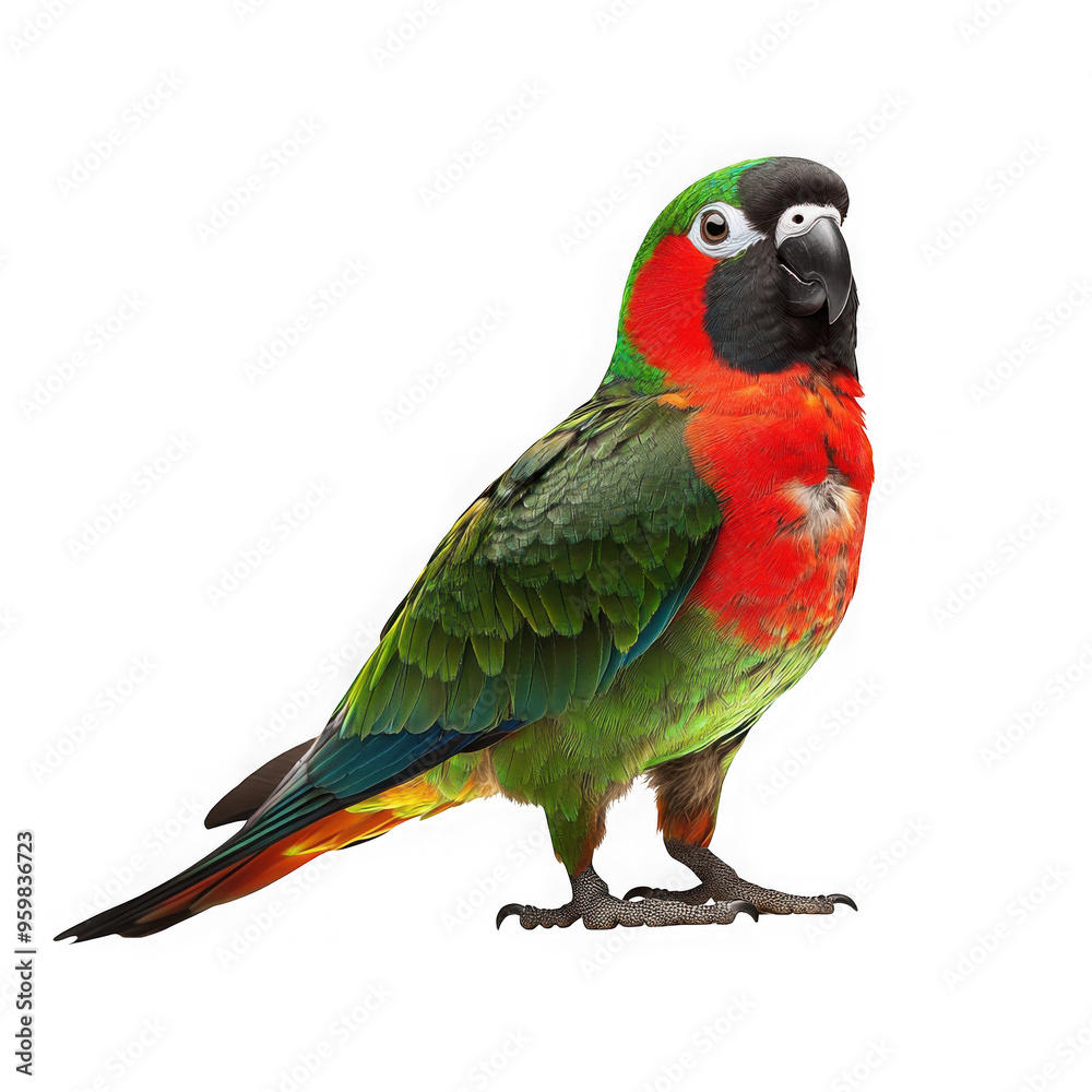 Lifelike UHD Photo of a Crimson-bellied Parakeet Bird on a White Background Lifelike UHD Photo of a Crimson-bellied Parakeet Bird on a White Background