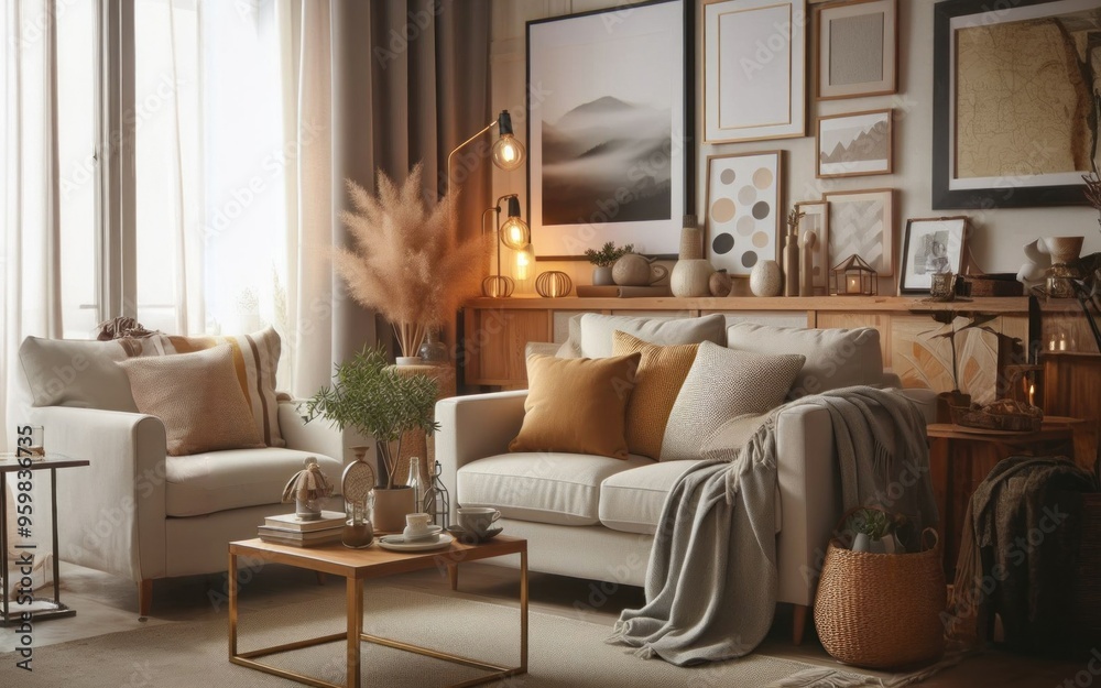 A cozy living room that features a comfortable couch and a stylish coffee table A cozy living room that features a comfortable couch and a stylish coffee table