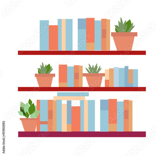 bookshelves vector illustration for your design