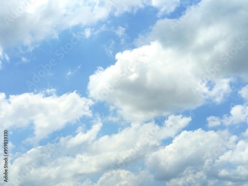 background photo of bright blue sky and white clouds