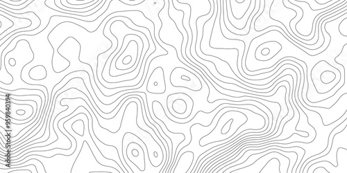 Topographic map background geographic line map with elevation assignments. Modern design with White background with topographic wavy pattern design.paper texture Imitation of a geographical map shades