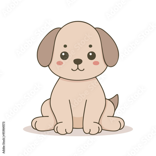 Adorable Puppy Dog Character Illustration Kawaii Animal Vector