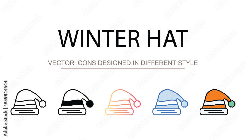 Winter Hat icon design with white background stock illustration Winter Hat icon design with white background stock illustration