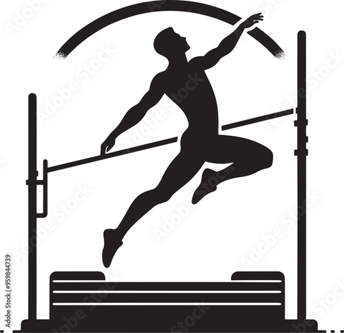 A person doing Pole vault silhouette vector illustration isolated on a white background