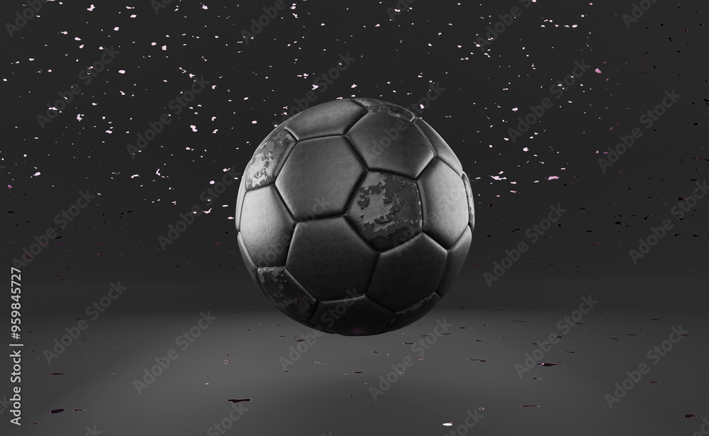 Fototapeta premium black soccer football on black sparkly background