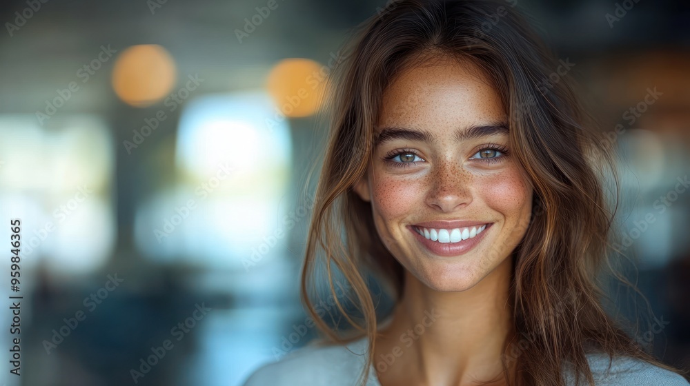 custom made wallpaper toronto digitalSmiling Woman With Freckles