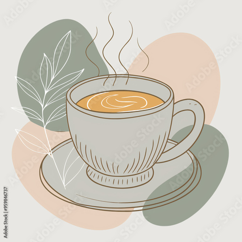 cup of coffee with beanscoffee, cup, drink, cafe, hot, tea, vector, illustration, espresso, beverage, mug, breakfast, design, brown, cappuccino, steam, chocolate, caffeine, icon, aroma, food, mocha, s photo