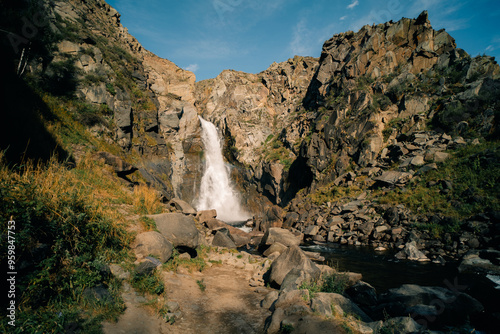 Waterfall in Altai Mountains territory, West Siberia, Russia photo