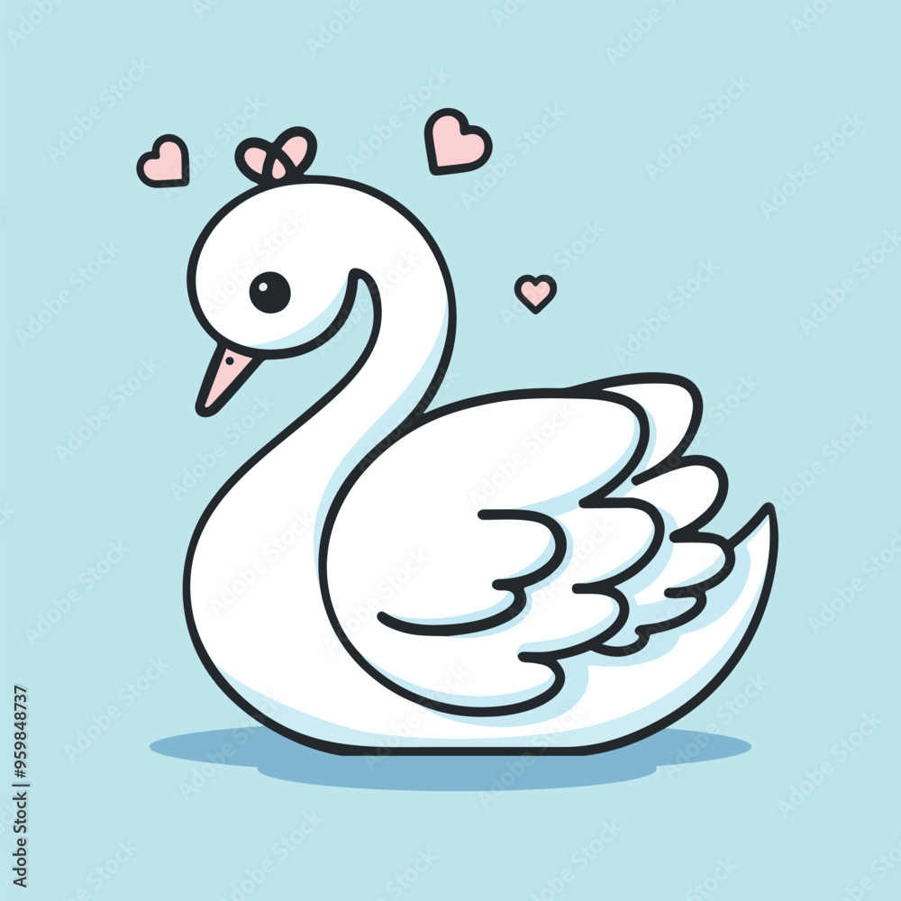 Adorable Kawaii Swan Character with a Fun and Playful Style Vector Illustration Adorable Kawaii Swan Character with a Fun and Playful Style Vector Illustration