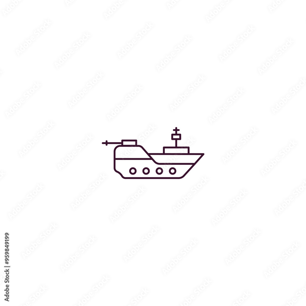 Obraz premium warship outline icon. Linear vector from army and military concept. Thin line warship icon isolated on white background