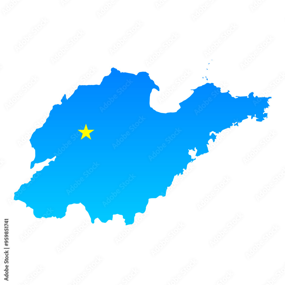 Fototapeta premium Map of Shandong with its capital Jinan in China with a professional blue style