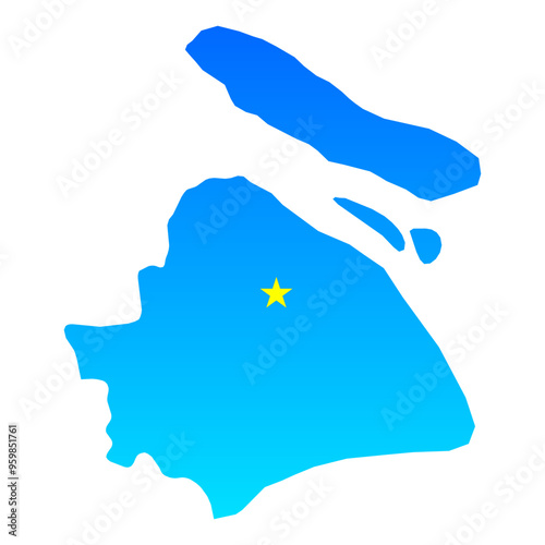 Photography Map of Shanghai with its capital Shanghai in China with a professional blue styl