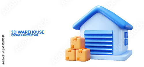 3d vector render warehouse icon.