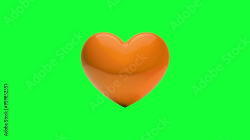 Red Heart Icon, 3D Animation with Green Screen Background