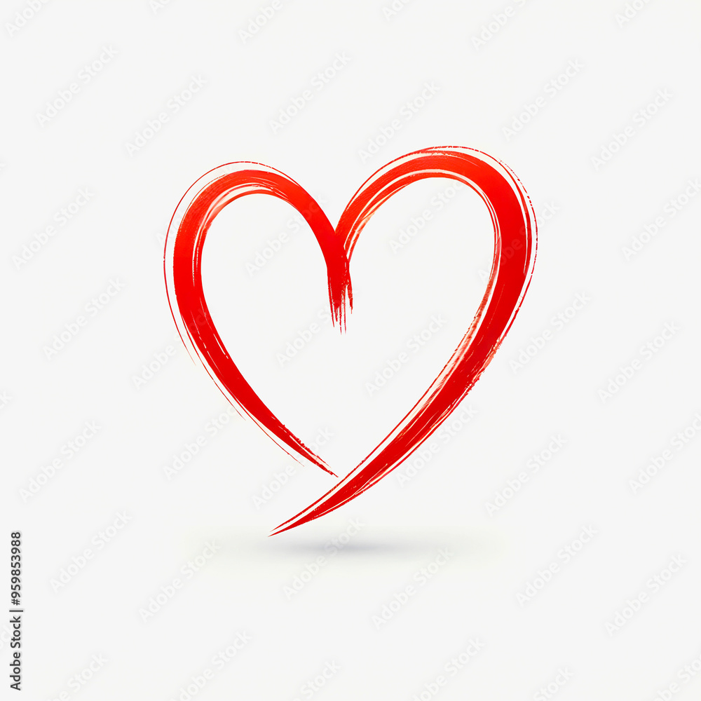 A simple red heart drawn with a brush stroke and paints on a light background, symbolizing love and emotions A simple red heart drawn with a brush stroke and paints on a light background, symbolizing love and emotions