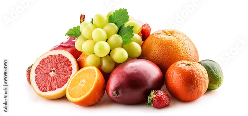 Wallpaper Mural Many fresh ripe fruits isolated on white background Torontodigital.ca