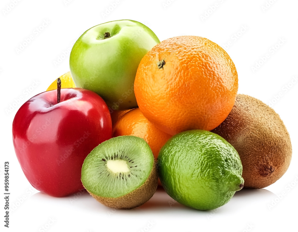 Many fresh ripe fruits isolated on white background Many fresh ripe fruits isolated on white background