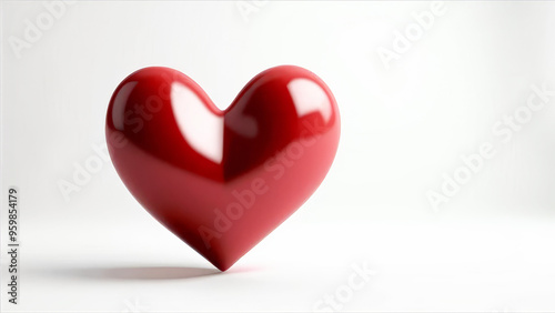 voluminous red glossy heart with a smooth and shiny surface on a light background, creating a realistic effect