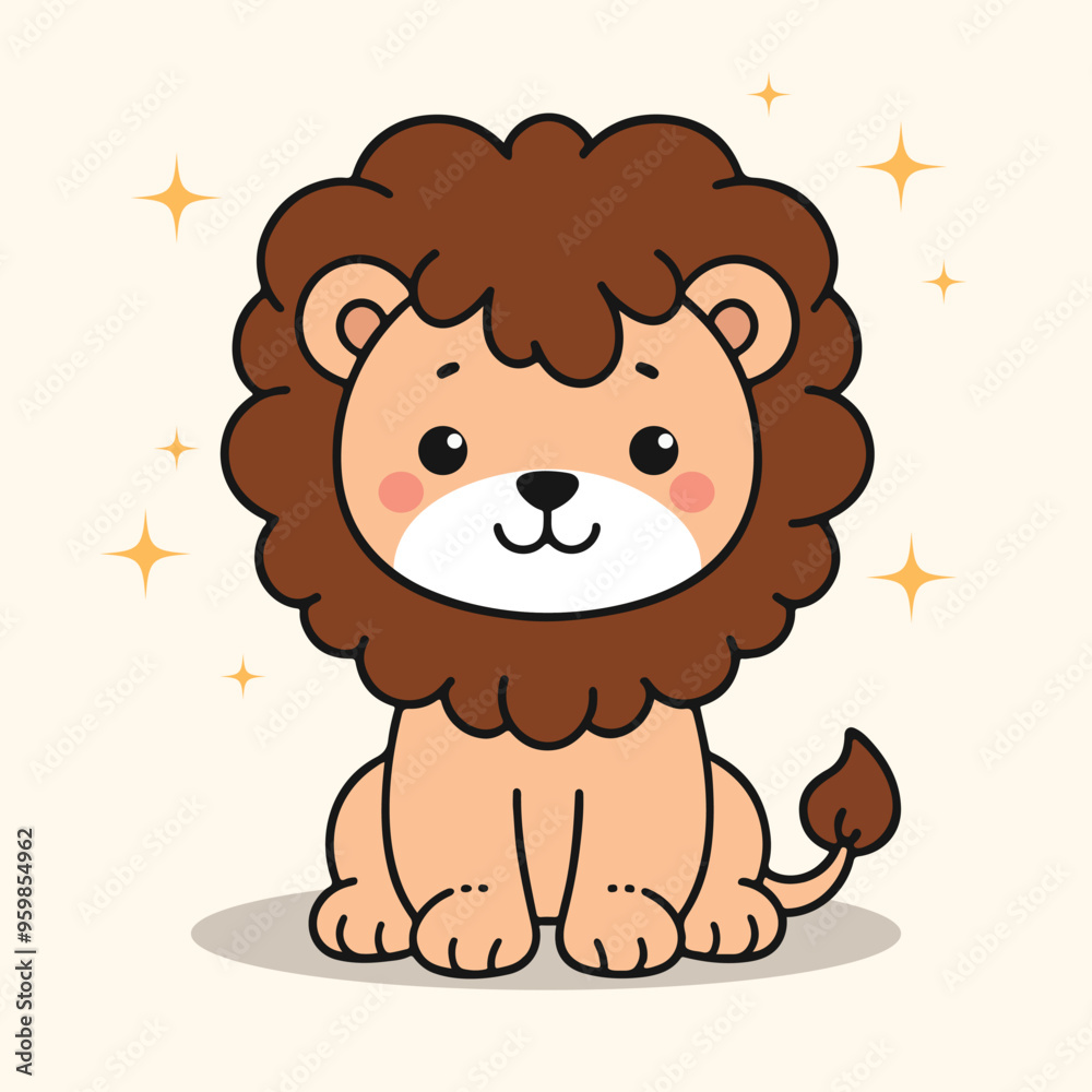 Adorable Kawaii Lion Character with a Fun and Playful Style Vector Illustration Adorable Kawaii Lion Character with a Fun and Playful Style Vector Illustration
