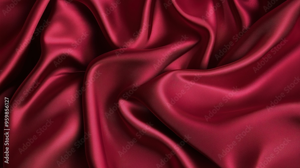 Luxurious red satin fabric background with elegant textures for design and decor.