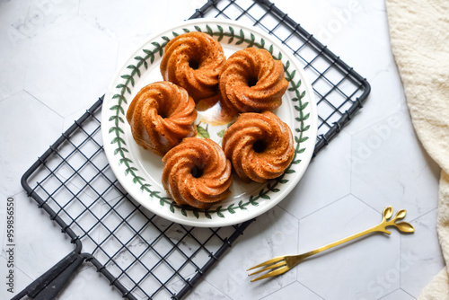 Steamed caramelized sweet and soft cake, locally known as Kuih Apam Gula Hangus. photo