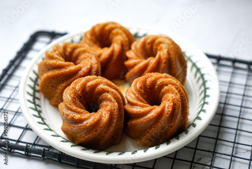 Steamed caramelized sweet and soft cake, locally known as Kuih Apam Gula Hangus. photo