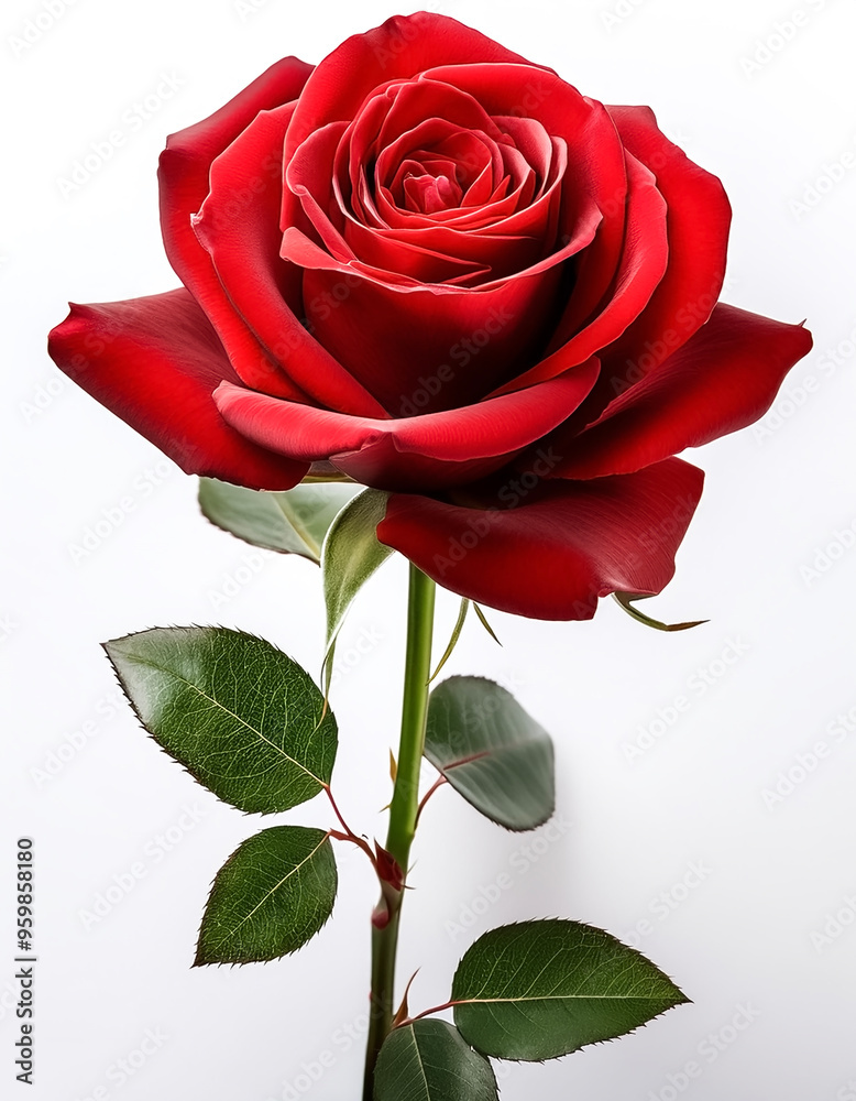 Naklejka premium Red Rose Flower. Red Rose against on isolate white background
