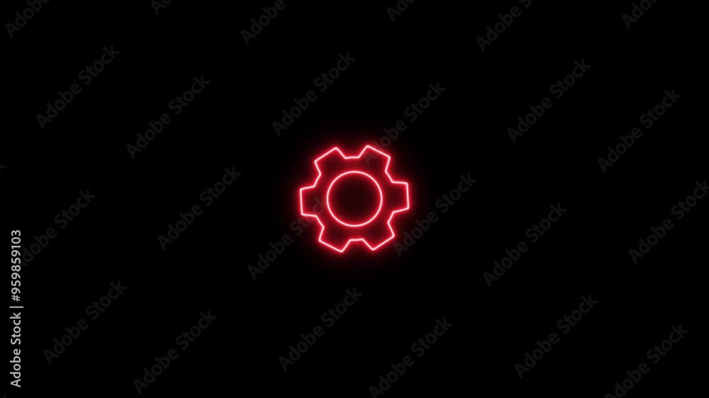 Glowing neon line setting icon with spinning gears icon animated. Settings icon animation isolated on black background. Technology setting icon concept. Glowing neon line setting icon with spinning gears icon animated. Settings icon animation isolated on black background. Technology setting icon concept.