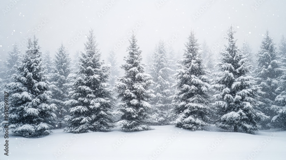 Winter Wonderland: Snow Covered Pine Trees Winter Wonderland: Snow Covered Pine Trees