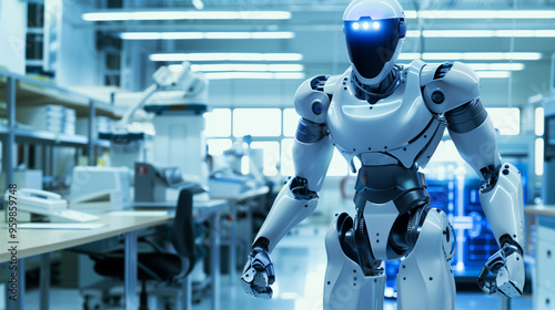 a robot works in lab