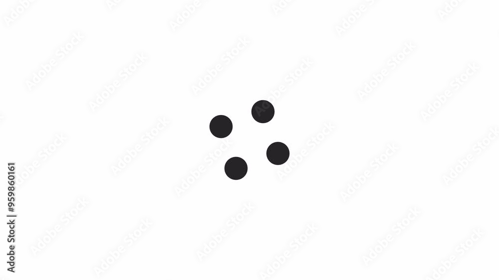Large and small spots rotation loading animation black and white. Mobile app data update animated element monochrome abstract 4K video motion graphic isolated. Spinning spots loader download upload