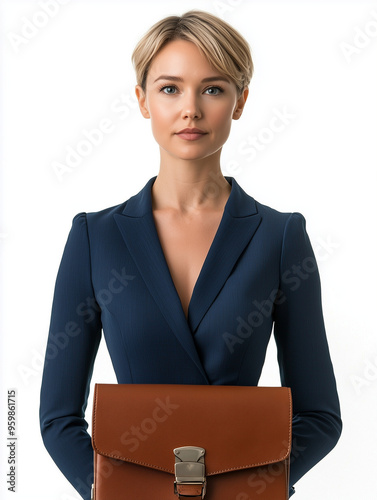 A businesswoman with short ...