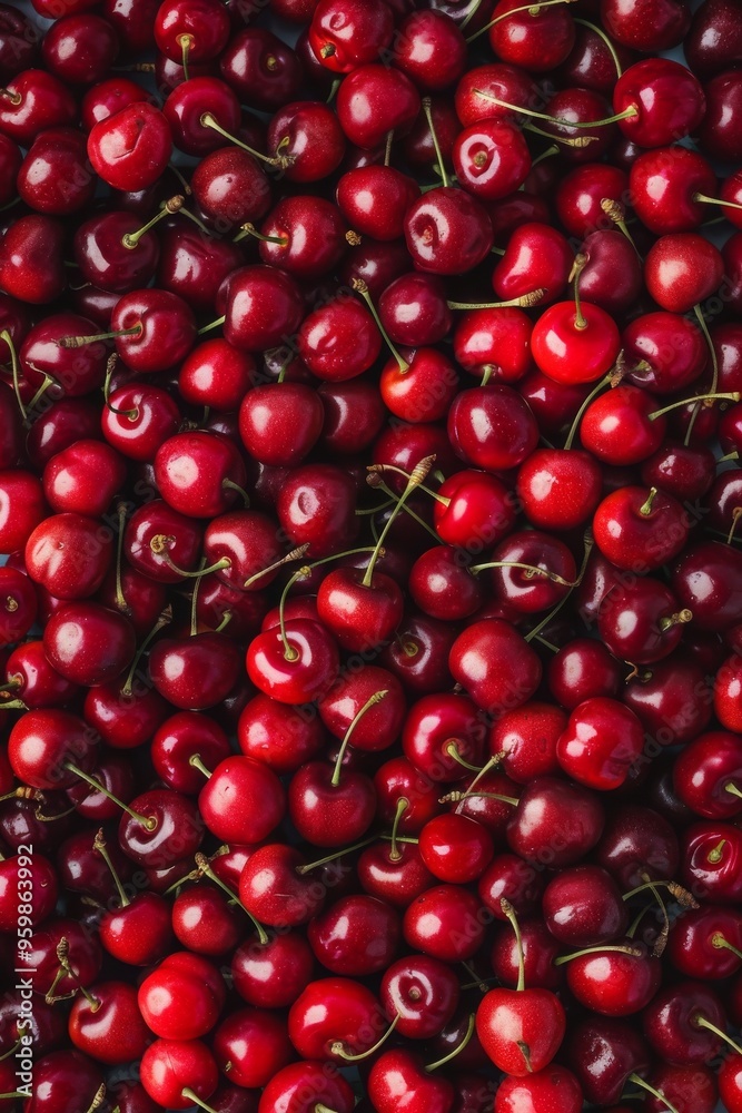 Top View of Fresh Assorted Cherries: Emphasizing Natural Richness Healthy Diet Top View of Fresh Assorted Cherries: Emphasizing Natural Richness Healthy Diet