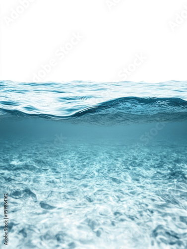 Ocean Depths: A serene underwater scene reveals the shimmering, azure depths, where light dances through the crystal-clear waters, creating a sense of tranquility and mystery. 