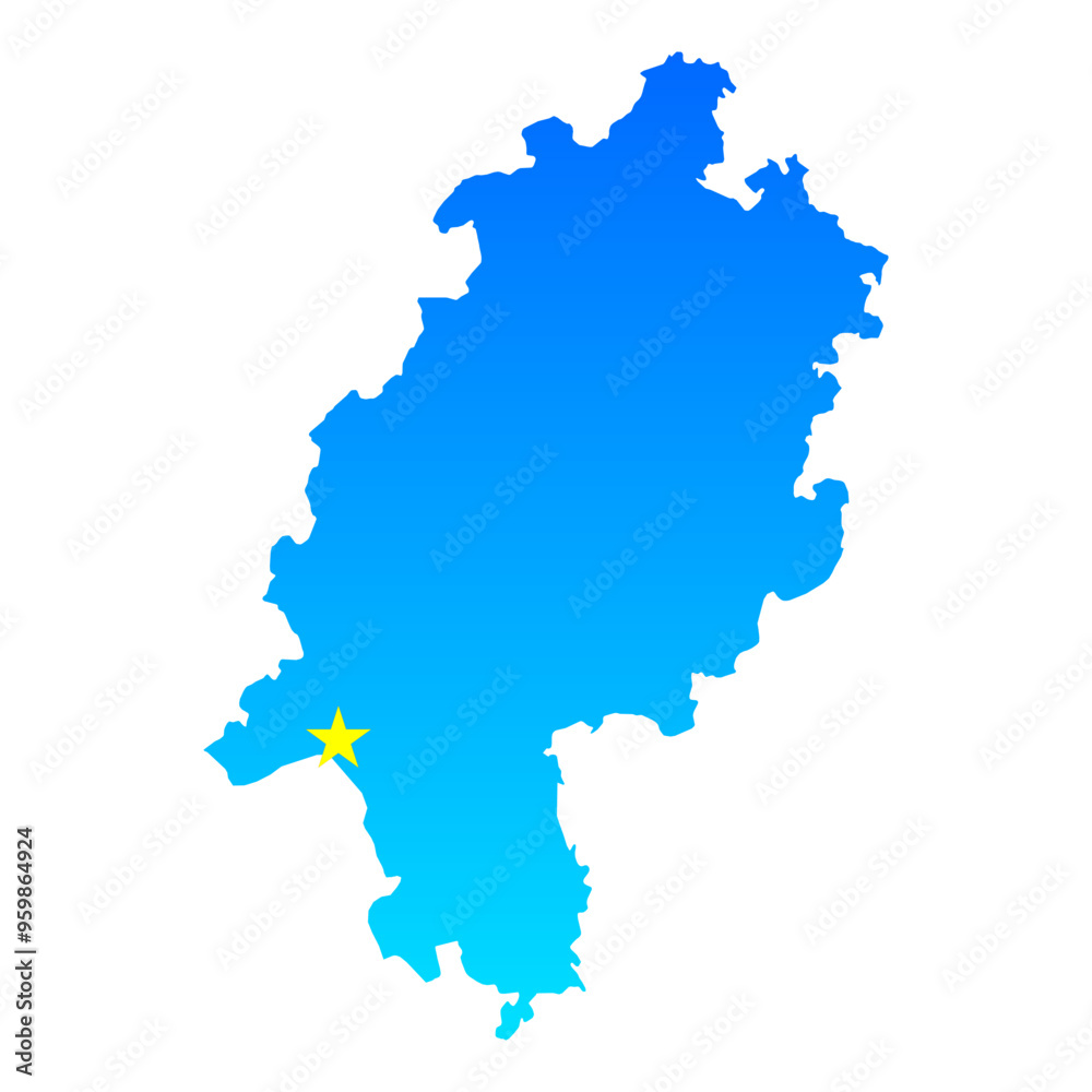 Map of Hessen with its capital Wiesbaden in Germany with a professional blue style Map of Hessen with its capital Wiesbaden in Germany with a professional blue style