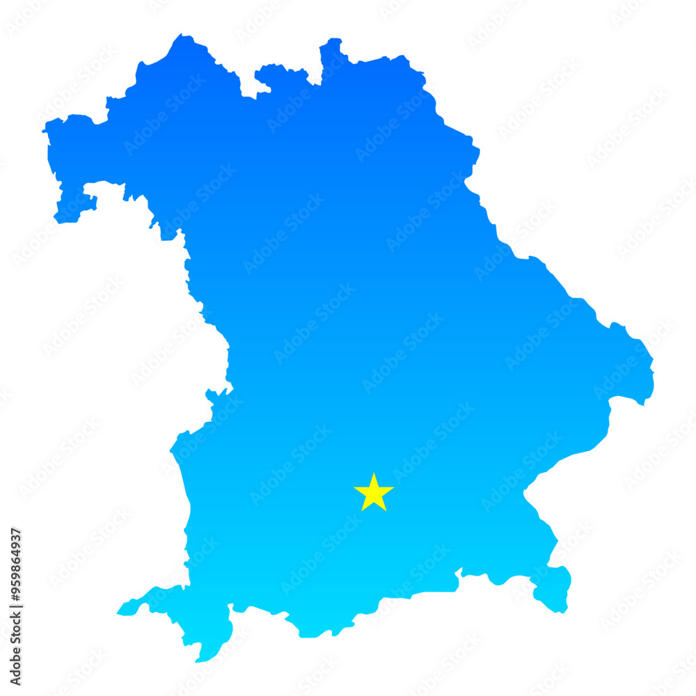 Naklejka premium Map of Bayern with its capital Munich in Germany with a professional blue style