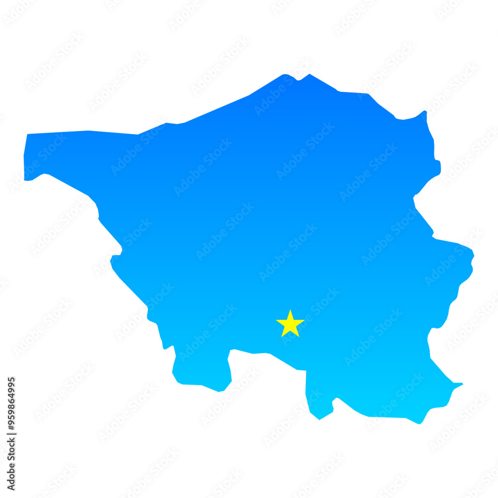 Fototapeta premium Map of Saarland with its capital Saarbrucken in Germany with a professional blue style
