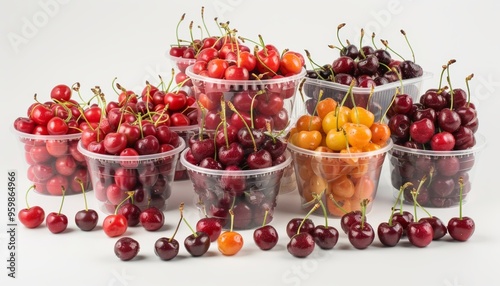 Assorted Cherries in Various Containers Arrangements