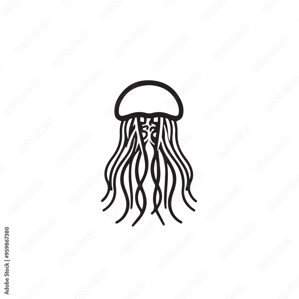 Jellyfish in cartoon, doodle style . Image for t-shirt, web, mobile apps and ui. Isolated 2d vector illustration in logo, icon, sketch style, Eps 10, black and white. AI Generative Jellyfish in cartoon, doodle style . Image for t-shirt, web, mobile apps and ui. Isolated 2d vector illustration in logo, icon, sketch style, Eps 10, black and white. AI Generative