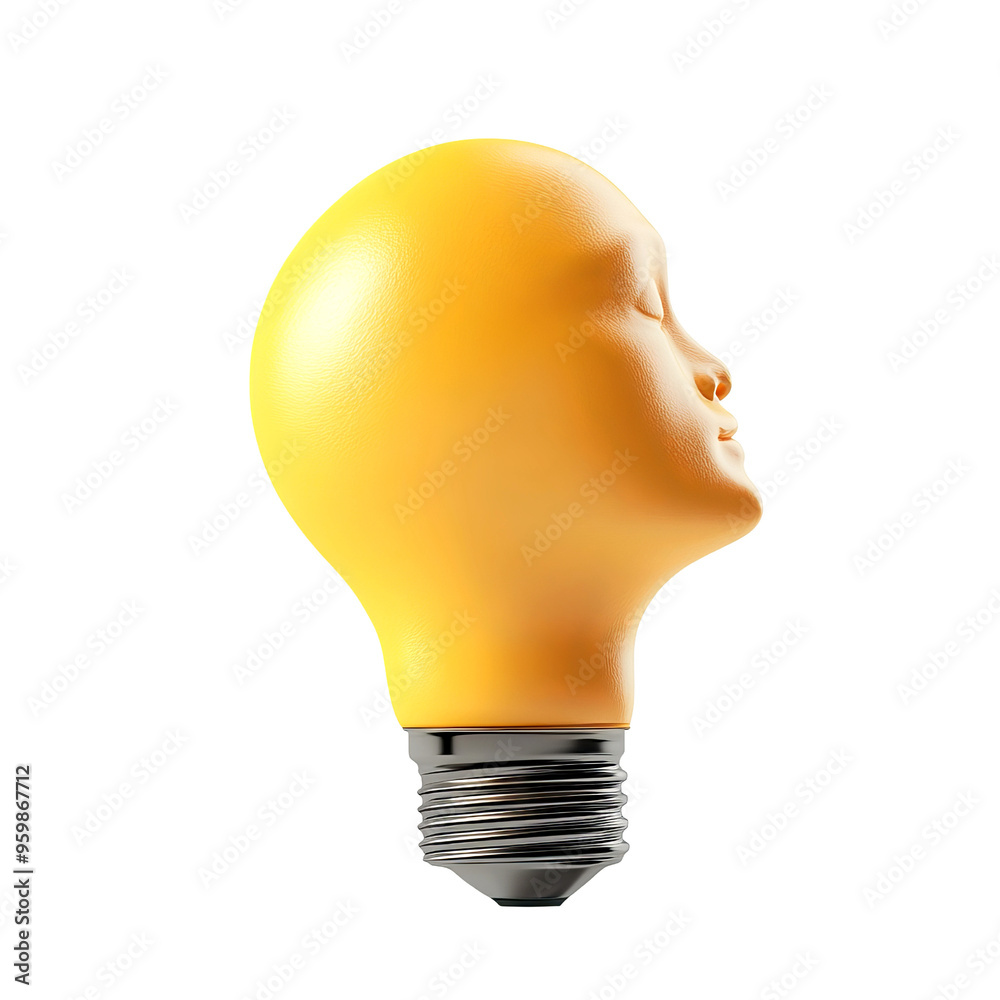 A creative light bulb design featuring a human face, symbolizing innovation and unique ideas in a modern concept. A creative light bulb design featuring a human face, symbolizing innovation and unique ideas in a modern concept.