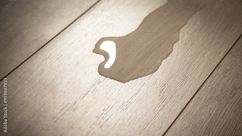 Drops of water on laminate floor.