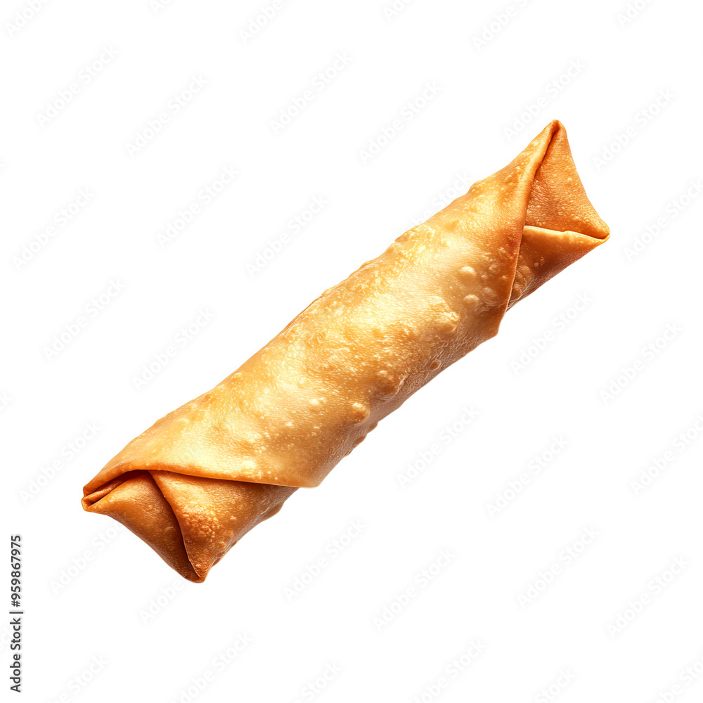 A delicious golden-brown spring roll, perfectly crispy and ready to be served as an appetizer or snack. A delicious golden-brown spring roll, perfectly crispy and ready to be served as an appetizer or snack.