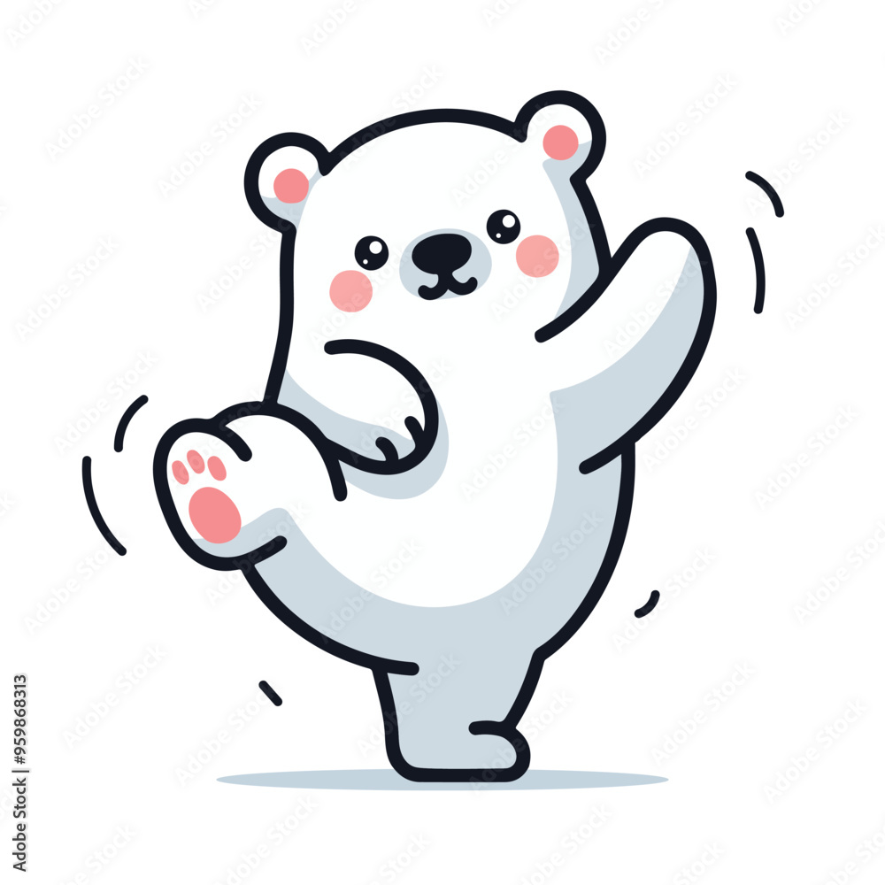 Adorable Polar Bear Character Cute Kawaii Animal Flat Vector Illustration Adorable Polar Bear Character Cute Kawaii Animal Flat Vector Illustration