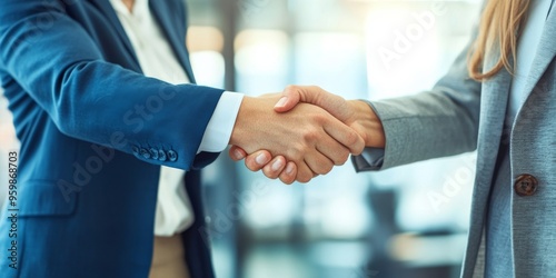 In a modern office, a handshake symbolizes a formal agreement and commitment between professionals, emphasizing the value of collaboration, networking, and mutual growth in their careers