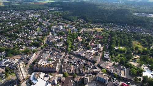 Aerial panorama of the city Emmen in the Netherlands on a sunny morning in summer photo