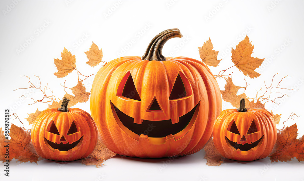 Halloween pumpkins isolated on white background Halloween pumpkins isolated on white background