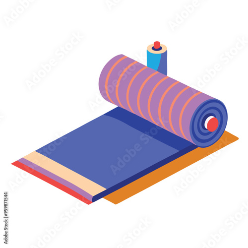 exercise mat fitness workout training equipment vector illustration